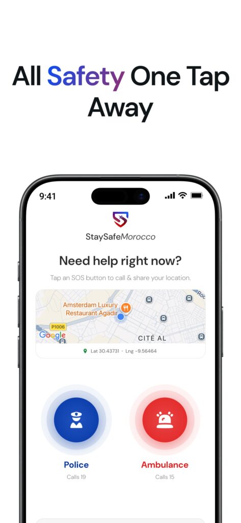 StaySafe app - one-tap SOS to call police or an ambulance