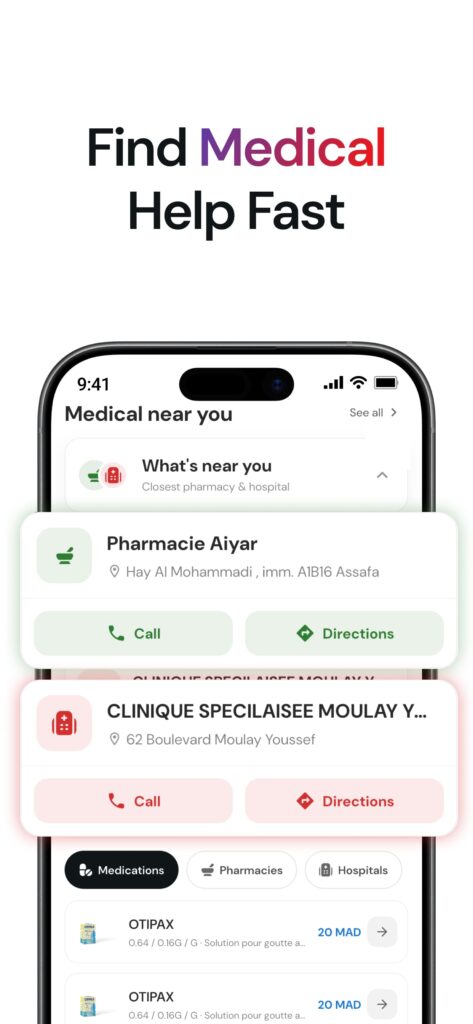 StaySafe app - find nearby pharmacies and hospitals fast