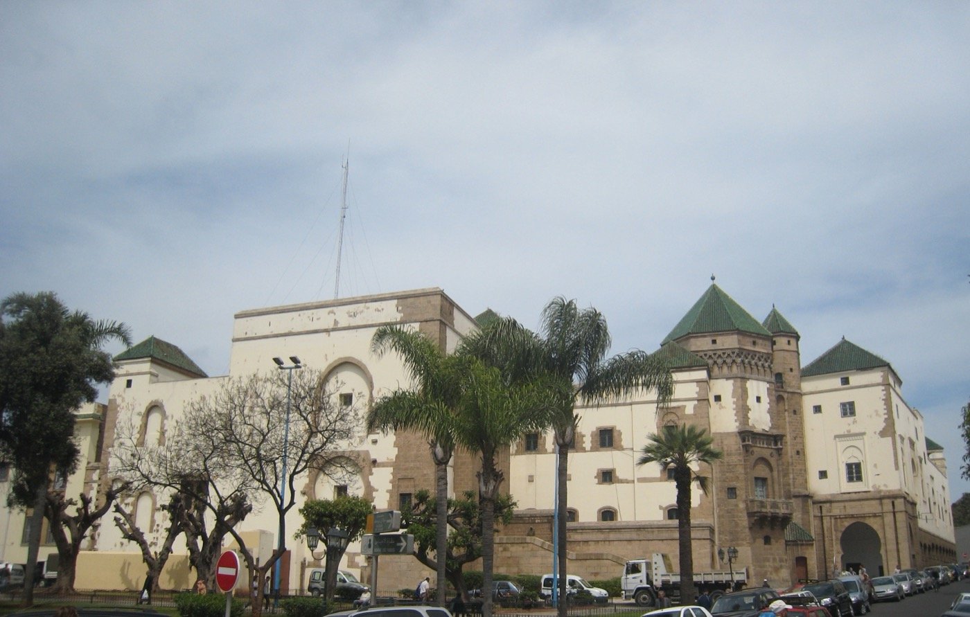 Café terraces on a leafy street in the Gauthier neighbourhood of Casablanca